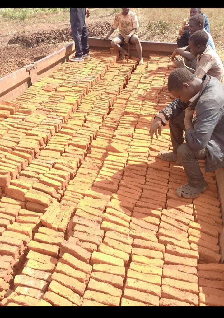 Bricks loaded on a delivery truck